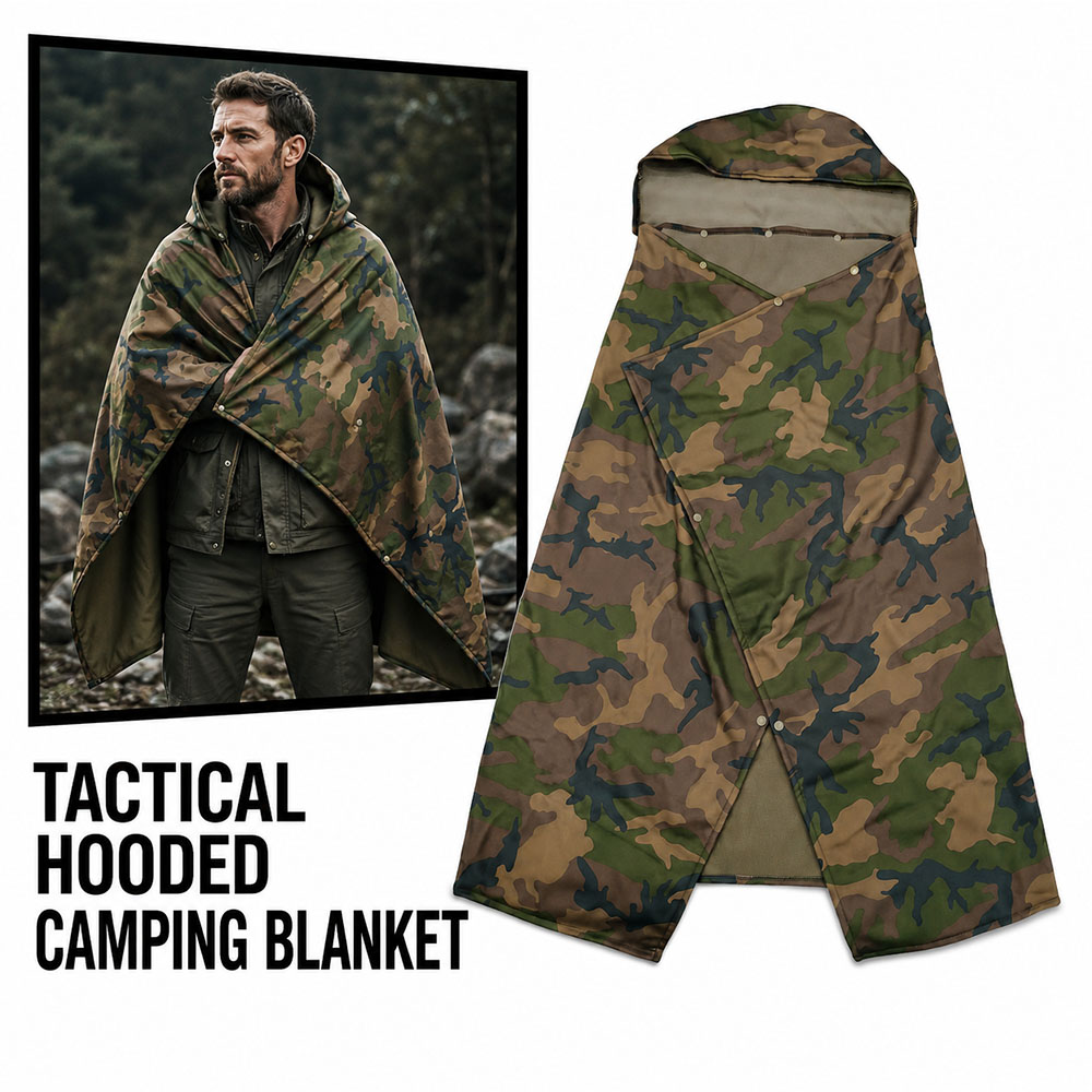 Outdoor Hunting Blanket - Tactical Camo Hooded Wearable Fleece Blanket