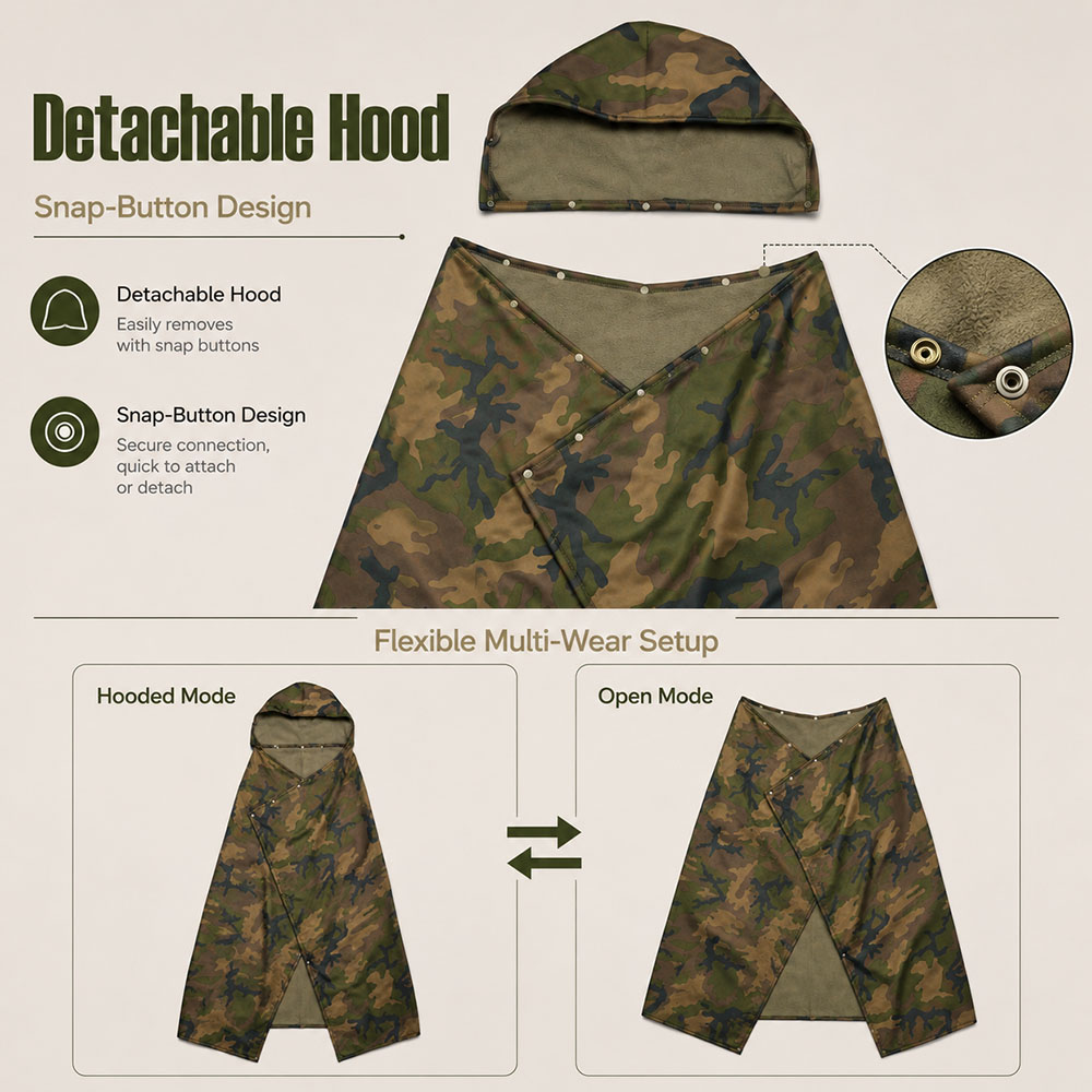 Tactical Camo Hooded Wearable  - Outdoor Hunting Blanket ulasan dan harga