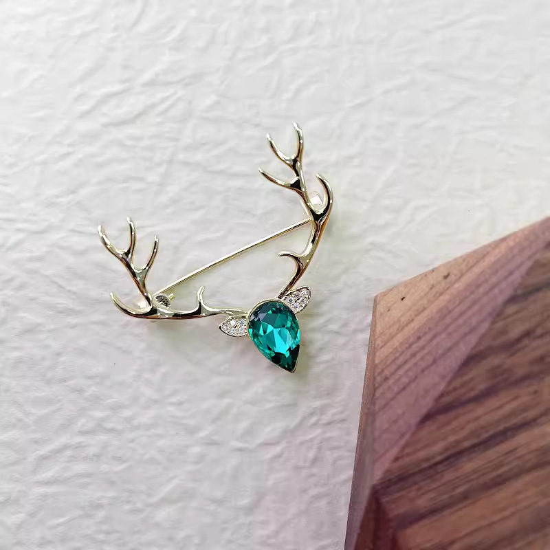 Cute Crystal Elk Horn Brooches - Elk Bugle Call ulasan dan harga